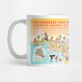 Sunny Southern California with List of Cities Mug